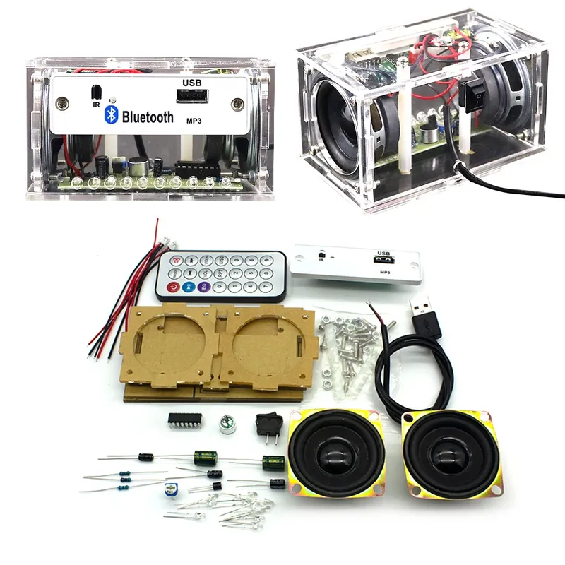 Weiß DIY Elektronik Kit Bluetooth Lautsprecher - Elektronik DIY Löten Projekt Kit Lehr Praxis Bluetooth Stereo Lautsprecher zum Selberbauen