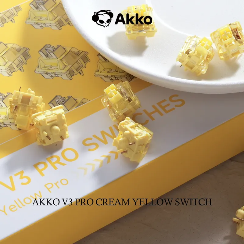 Akko V3 Creme Gelb Pro Switch 5 Pin 50gf Linear - Staubdichte Tastatur-Schalter für Gaming & Büro
