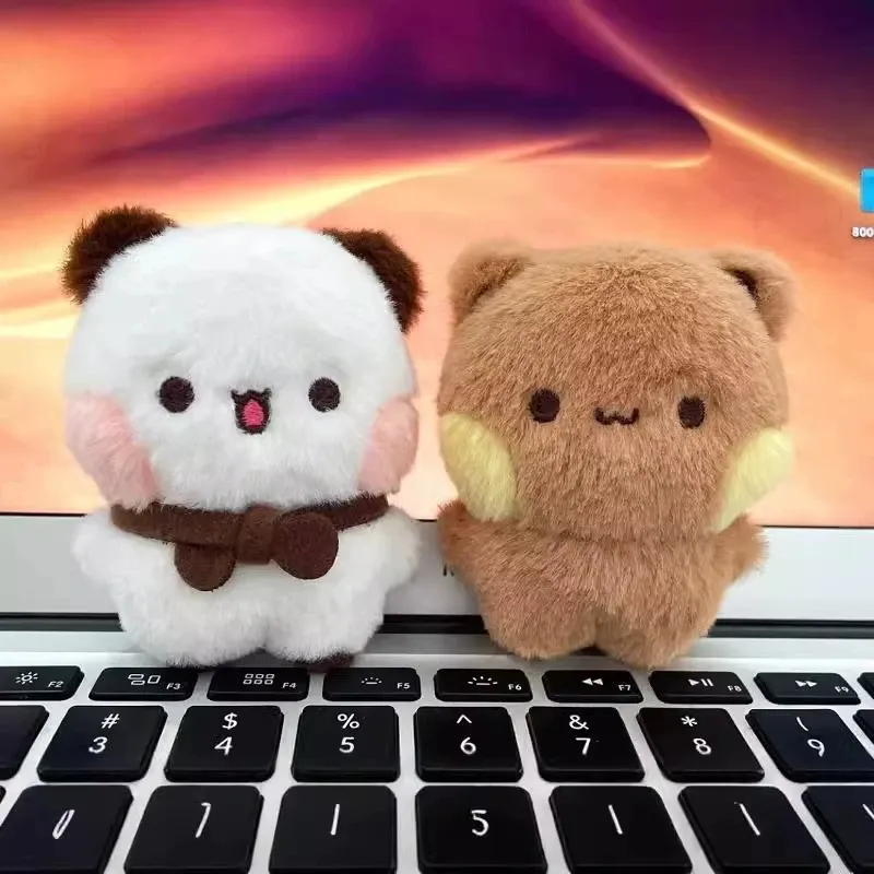 1/2Pcs Neue Panda Bubu und Yier Plüsch Anhänger Schlüsselbund Puppen Niedlichen Cartoon Panda Bär Schlüssel Ring Rucksack anhänger Paar Geschenke