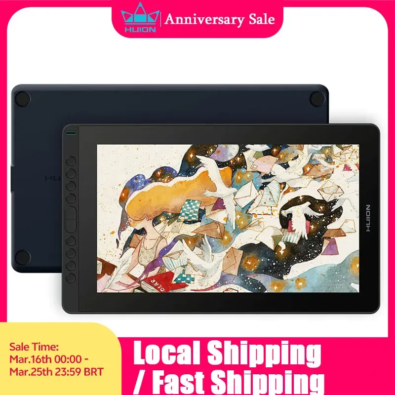 HUION Neue Ankunft Kamvas 16(2021) Grafiken Zeichnung Monitor Batterie-freies Digitalen Stift Tablet Für Win/MAC Und Android 120% s RGB