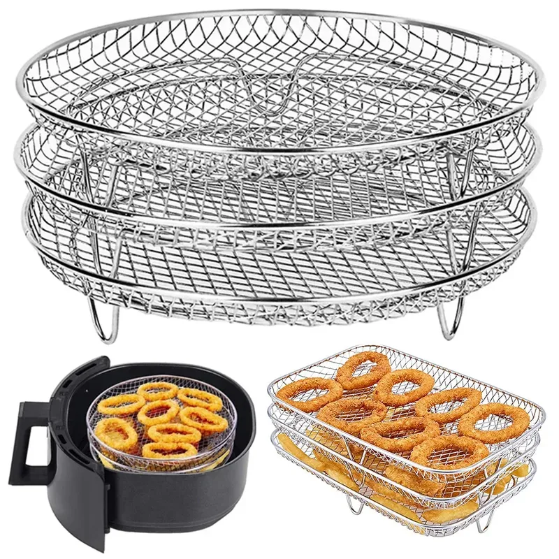 Bratgestell, kompatibel mit den meisten Luftfritteusen, Luftfritteusen-Zubehör, Airfryer-Gestell aus Edelstahl, Dampfgarer-Bratgestell