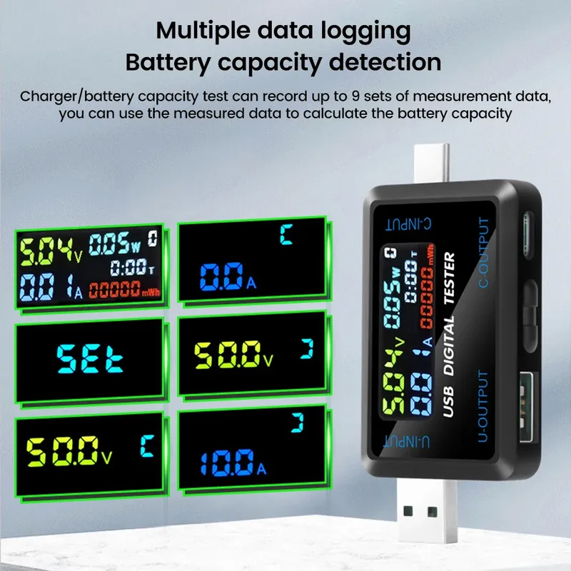 Spannungsmesser Strom Spannung Kapazität Batterietester USB Volt Strom Spannung Arzt Ladegerät Kapazitätstester Messgerät Power Bank