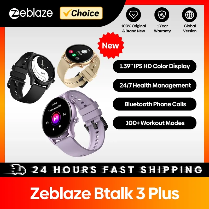 Neue zeblaze btalk 3 plus Sprach anruf Smartwatch 1.39 ''große HD-Farbdisplay Fitness Tracking Smartwatch für Männer und Damen