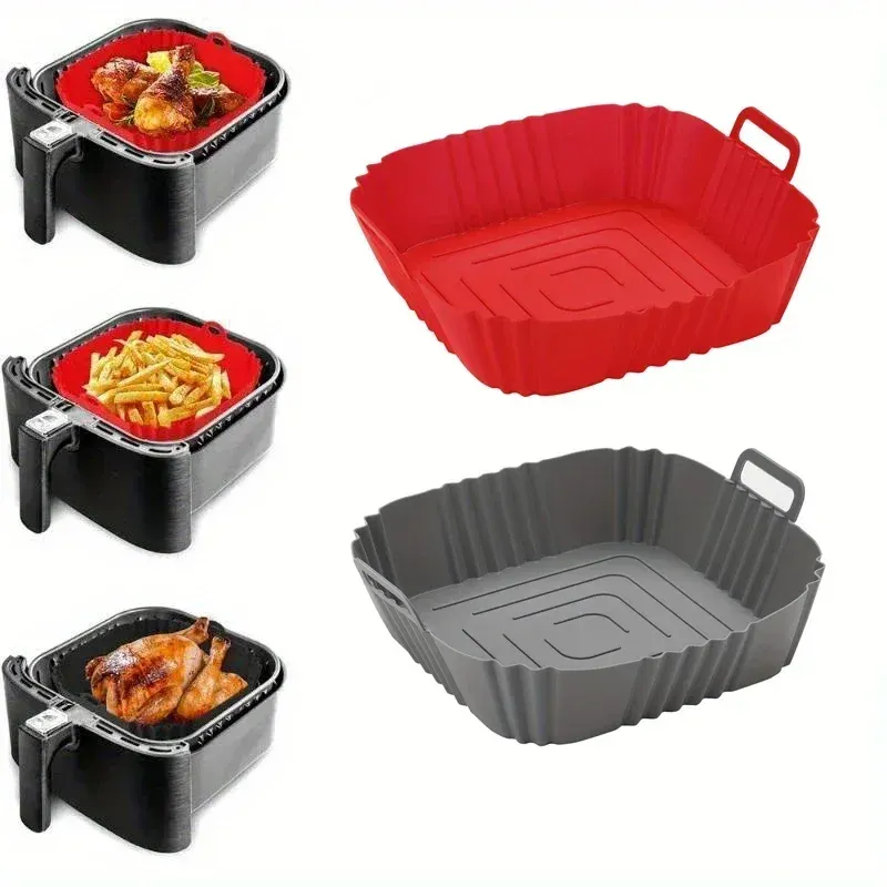 1 Stück 16 cm Silikon-Luftfritteuse, Backschild, Pizza, gebratenes Huhn, Silikonkorb, wiederverwendbares Luftfritteuse-Liner-Zubehör