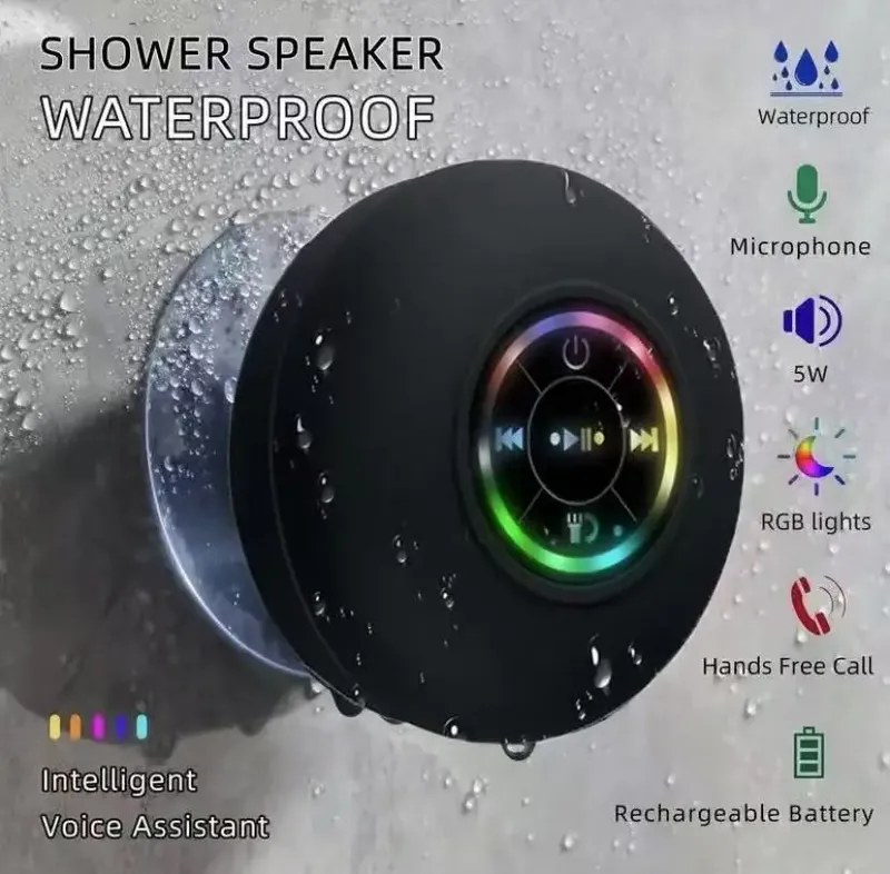 Lautsprecher Bluetooth Lautsprecher Mini Dusche Subwoofer Wasserdichte Freisprecheinrichtung Mit Saugnapf Mikrofon Für Badezimmer Pool Strand Auto Telefon