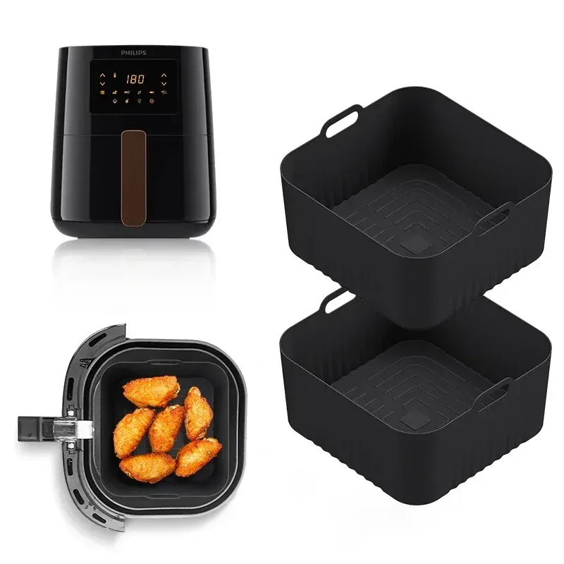 17 cm Air Fryer Silikon Backblech Form Wiederverwendbare Kompatibilität Airfryer Liner Küchenzubehör Pizza Fried Chicken Korb