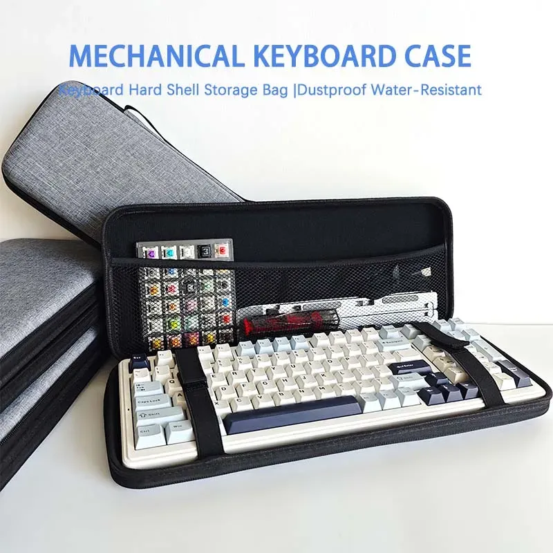 Staubdichte, wasserabweisende Aufbewahrungstasche für mechanische Tastaturhülle – EVA-Hartschale, passend für 61/68/75 %/TKL/98 %/Tastaturen in voller Größe