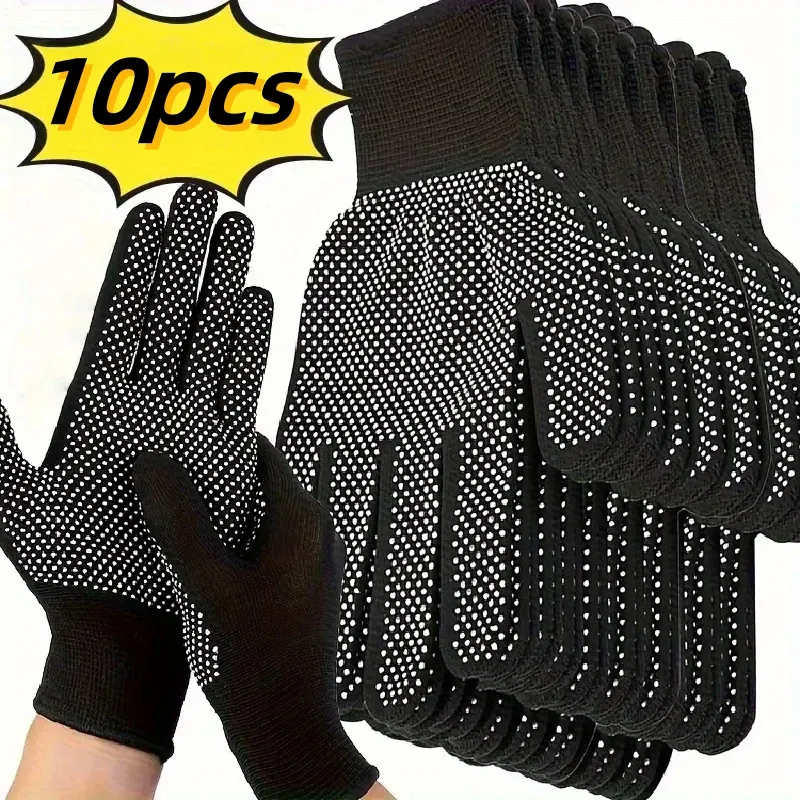 10 Stück Nylonhandschuhe – atmungsaktiv, rutschfest, zum Radfahren, Angeln, Camping – Unisex, mehrfarbig