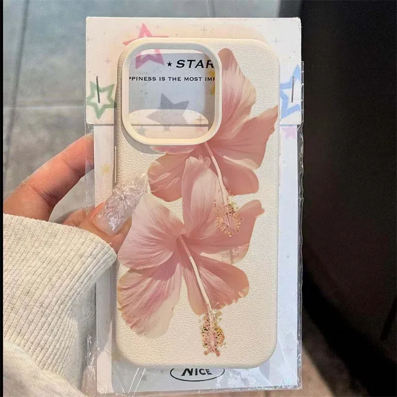 Rosa Hibiskus elegante stoßfeste Hülle für iPhone 17 16 15 14 Plus 16E 13 12 11 Pro XR X XS Max 17 Air bunte weiche Handyhülle