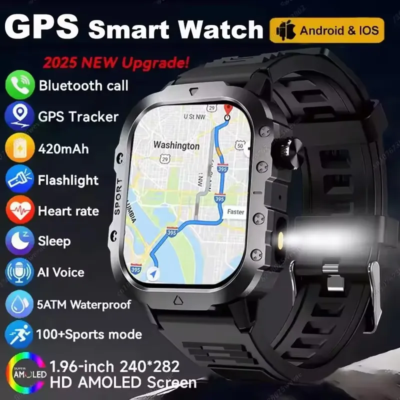 2025 neue Smart Uhr Männer Für Frauen Militray Outdoor GPS Track Sport Uhren Herzfrequenz Schlaf Wasserdichte Intelligente Uhr IOS Android