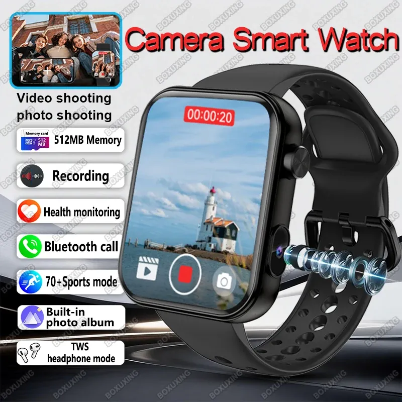 Neue Kamera-Smartwatch für Männer und Frauen, Fotoaufnahme, Videoaufzeichnung, Sport, Fitness, Gesundheitsüberwachung, wasserdicht, Bluetooth, Anrufaufzeichnung, Smartwatch