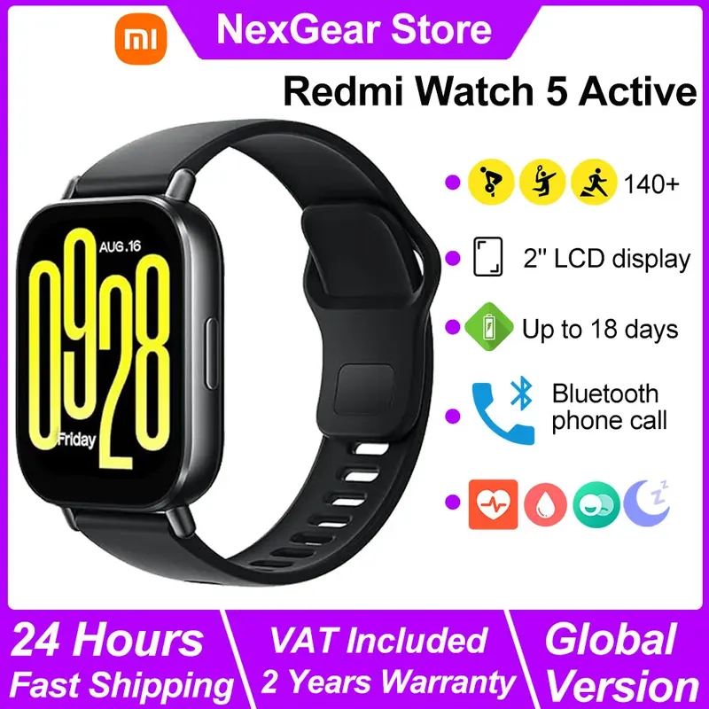 Xiaomi Redmi Watch 5 Active Smartwatch, Bluetooth-Telefonanruf, 2 Zoll LCD-Display, Smartwatch zur Überwachung der Blutsauerstoff-Herzfrequenz