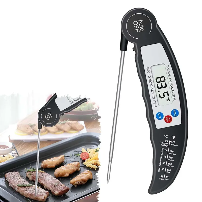 Küchen-Lebensmittelthermometer, faltbare Sonde, Grill, Ofen, Temperaturmesswerkzeug, geeignet zum Kochen von Fleisch, Wasser, Milch