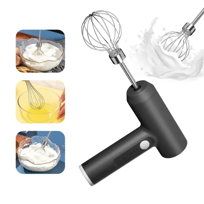 Tragbarer kabelloser elektrischer Handmixer mit 3 Geschwindigkeiten, Schneebesen zum Backen von Teig, Kuchen, Sahnemixer, Küchenwerkzeug