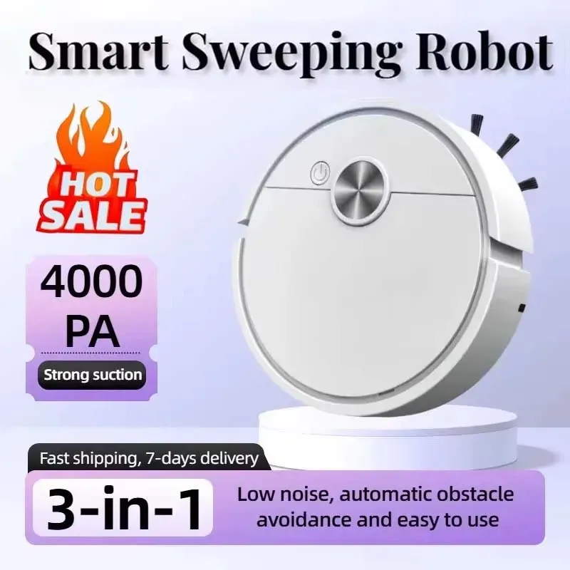 Neuer 3-in-1 Intelligenter Saugroboter mit 4000Pa Saugkraft – Allrounder für Hartböden, Teppiche & Tierhaare | Perfekt für Schlafzimmer & Wohnzimmer |  günstig kaufen