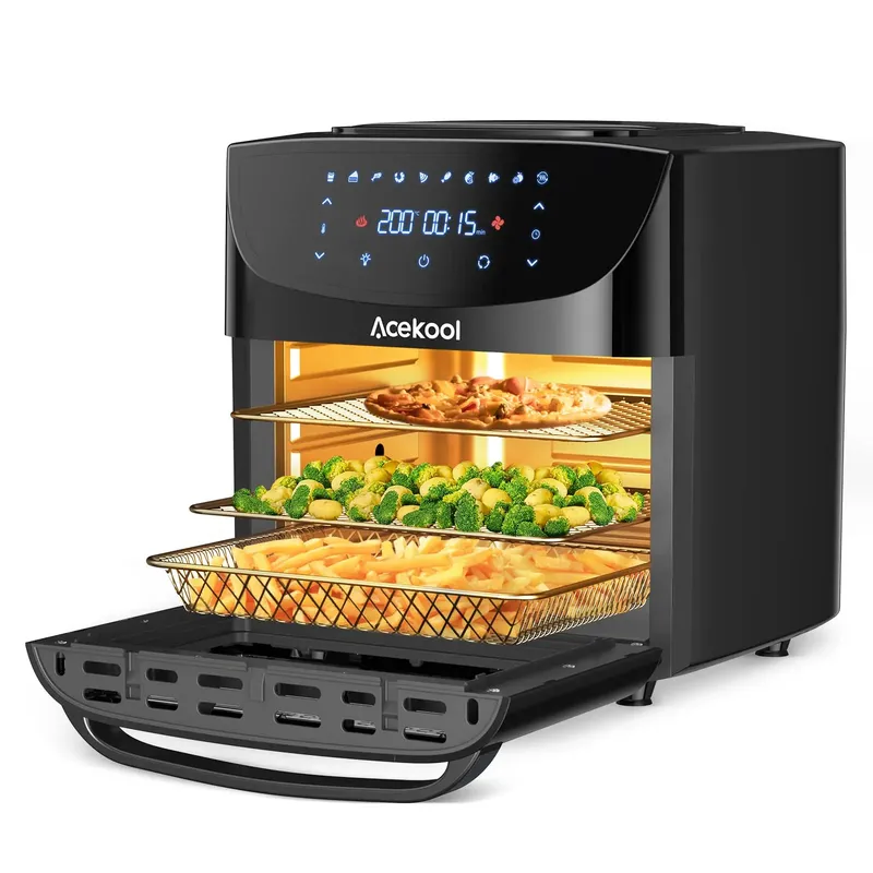 18L Heißluftfritteuse 8-in-1 Digitaler Touchscreen-Ofen 1800W Schnelle Luftzirkulation Ölfreier Mini-Ofen mit Zubehör