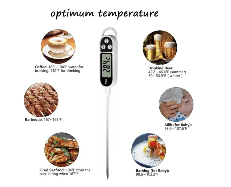 1PCS Lebensmittel Thermometer TP300 Digitale Küche Thermometer Für Fleisch Kochen Lebensmittel Sonde BBQ Elektronische Ofen Küche Werkzeuge Tragbare