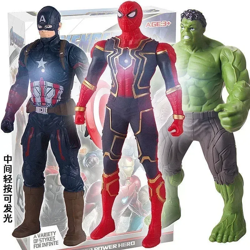 17 cm Kinderspielzeug Marvel Anime Figuren Spiderman Hulk Actionfigur Iron Man Cartoon Kinderspielzeug Weihnachtsgeschenk Glow Doll Hobbys
