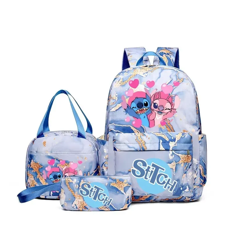 3-teiliges Rucksack-Set mit Lilo- und Stitch-Anime-Aufdruck, mit Tragetasche und Tasche, großer, leichter und atmungsaktiver Outdoor-Rucksack