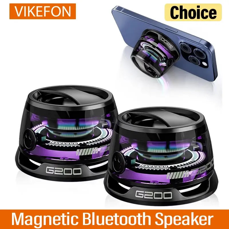 Magnetischer Bluetooth-Lautsprecher für Outdoor & Reise – Kabelloser Mini-Speaker mit RGB-Licht & Smartphone-Halterung, kompatibel mit iOS & Android, satter Sound für nur  bei VRULE entdecken