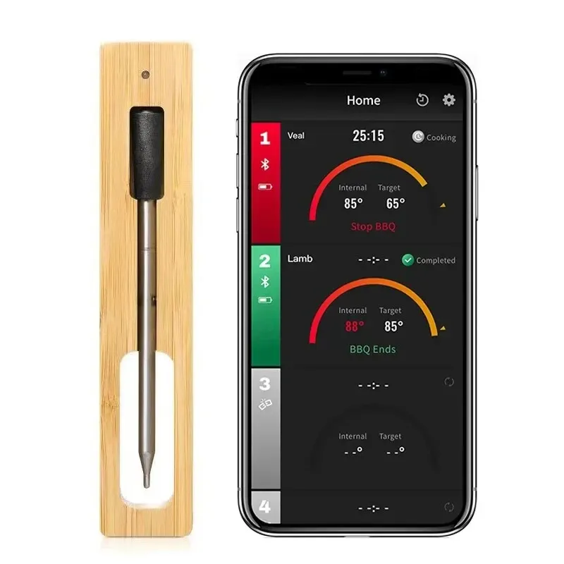 Kabelloses Bluetooth-Grill-Sondenthermometer für Küche und Grill – genaue Messung für Lebensmittel- und Fleischtemperaturen