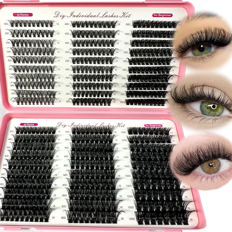 570/640 Stück Individul Claster Wimpern Dicke und flauschige Verlängerung 30D/100D Mix Länge DIY Cluster Wimpern