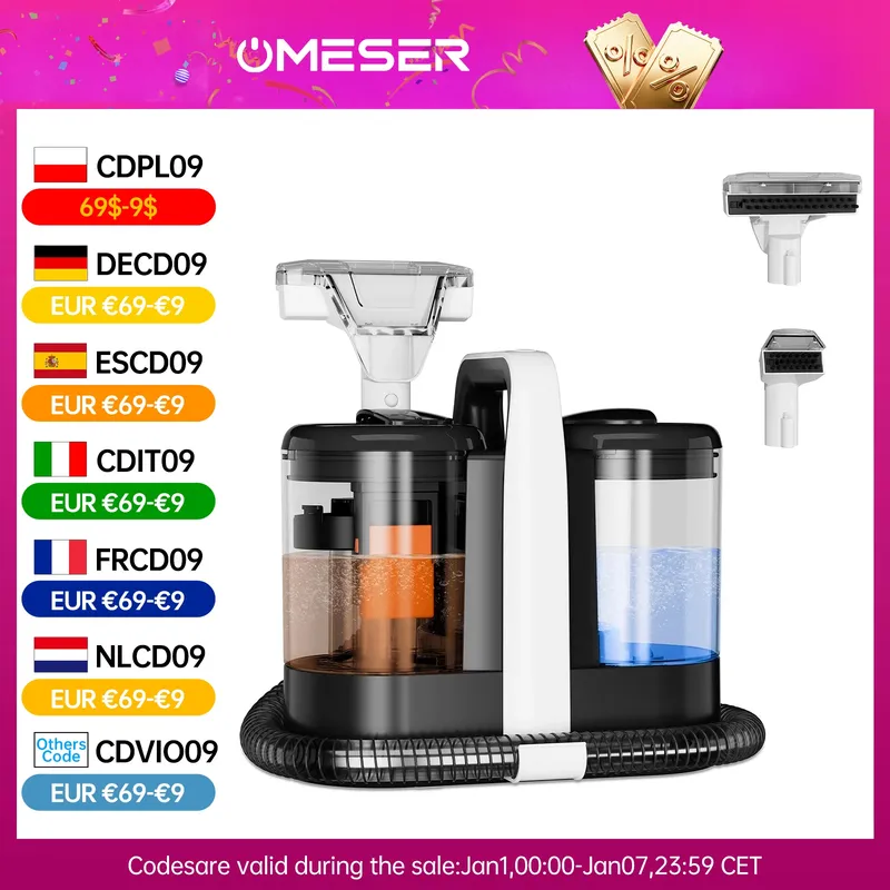 OMESER W07 15KPa Tragbare Teppichreinigermaschine 600W Polsterreiniger Haustier Spezialfleckenreiniger Leistungsstark für Sofa Autositz