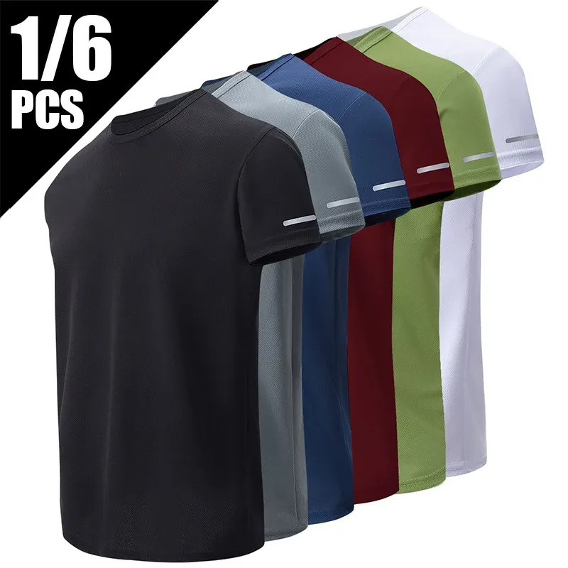 1/2/4Pcs männer Sommer Einfarbig Mix Und Match Kurzen ärmeln Junge männer Lose Schnell trocknend sport Lauf Shirt Mittleren Alters T-